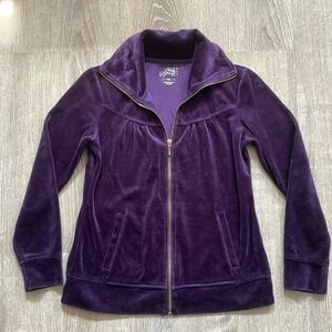 Style & Co. Royal Purple Full Zip Velour Sweat Jacket Sz. P/S